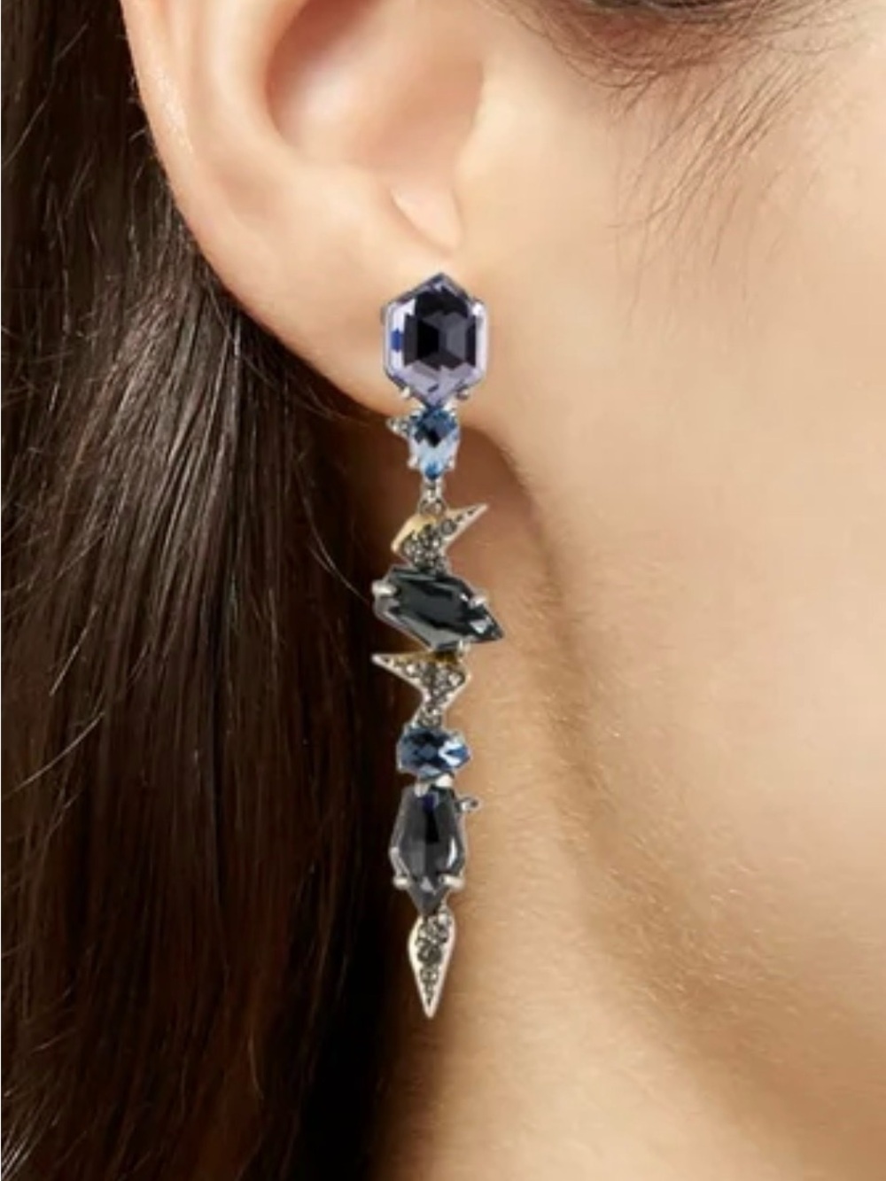 Alexis Bittar Elegant Lavender and Blue Crystal Drop Earrings - Women Jewelry - Picture 2 of 3